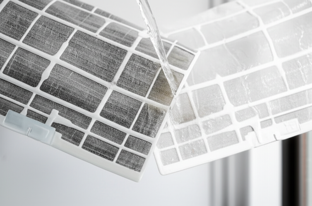 Generate a high-quality, relevant image prompt for an article about: How To Clean Window AC Filter:
