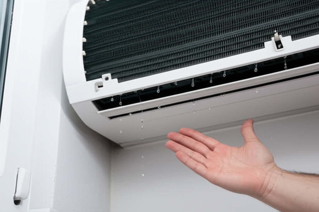 Generate a high-quality, relevant image prompt for an article about: How To Stop Window AC From Drip