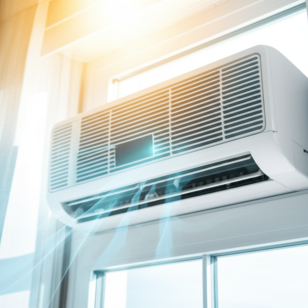 Generate a high-quality, relevant image prompt for an article about: How To Make Window AC More Effi
