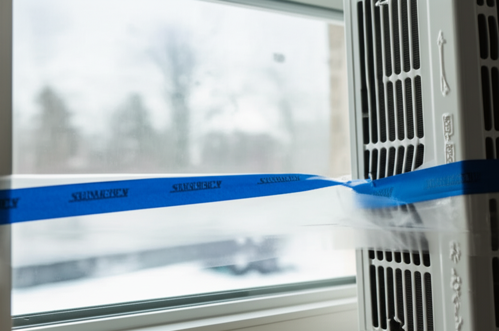 Generate a high-quality, relevant image prompt for an article about: How To Seal Window AC For Winte