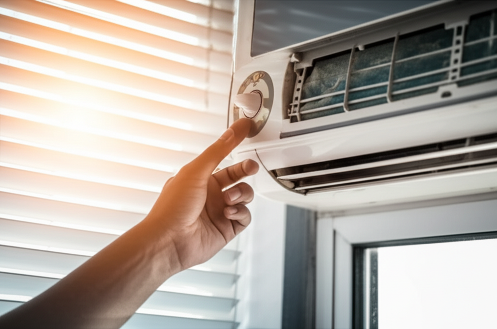 Generate a high-quality, relevant image prompt for an article about: How To Fix Window AC Not Coolin