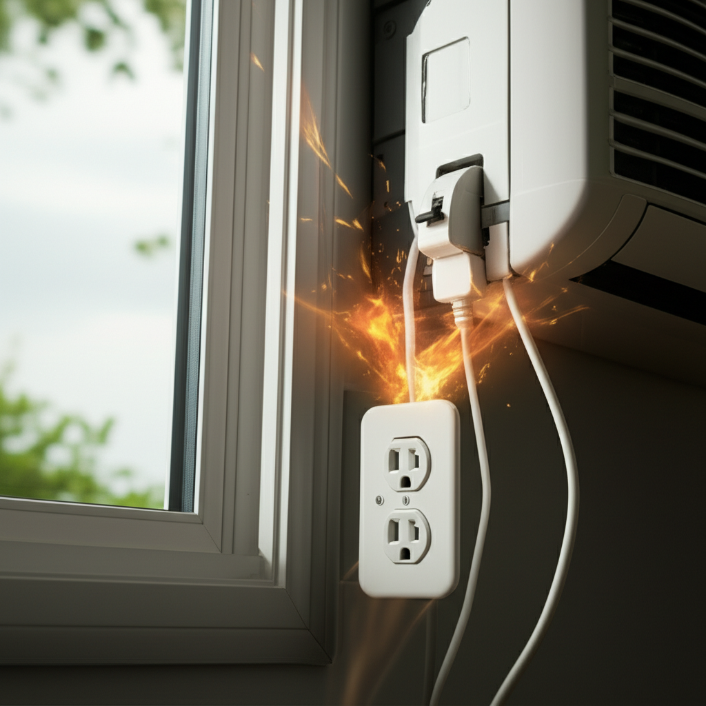 Generate a high-quality, relevant image prompt for an article about: Why Window AC Keeps Tripping Br
