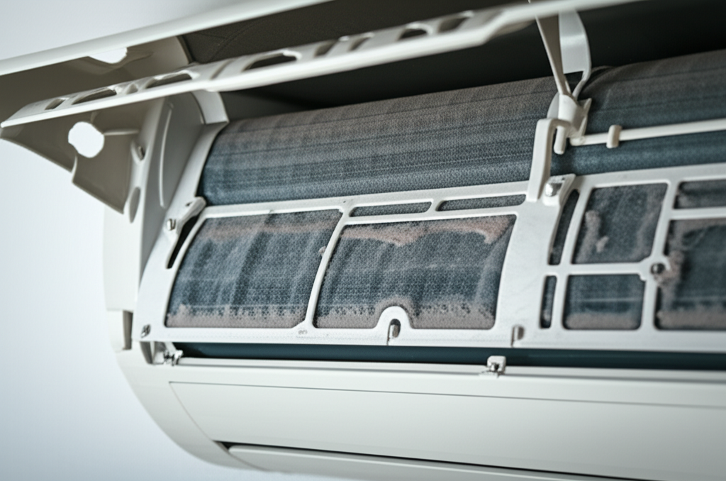 Generate a high-quality, relevant image prompt for an article about: Why Window AC Smells Bad: Horri
