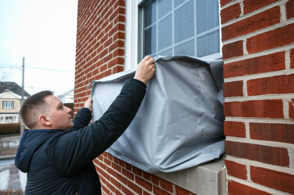 Generate a high-quality, relevant image prompt for an article about: How To Winterize Window AC: Ess
