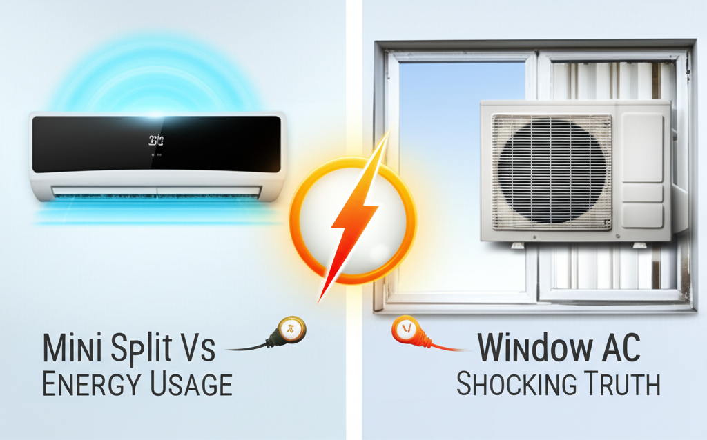 Generate a high-quality, relevant image prompt for an article about: Mini Split Vs Window AC Energy