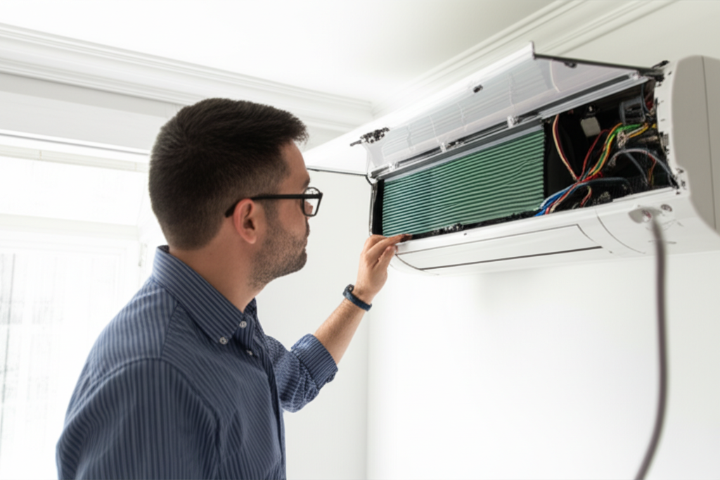 Generate a high-quality, relevant image prompt for an article about: Mini Split Troubleshooting Guid