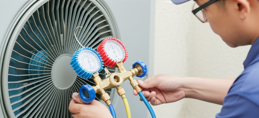 Generate a high-quality, relevant image prompt for an article about: How To Charge Mini Split Refrig