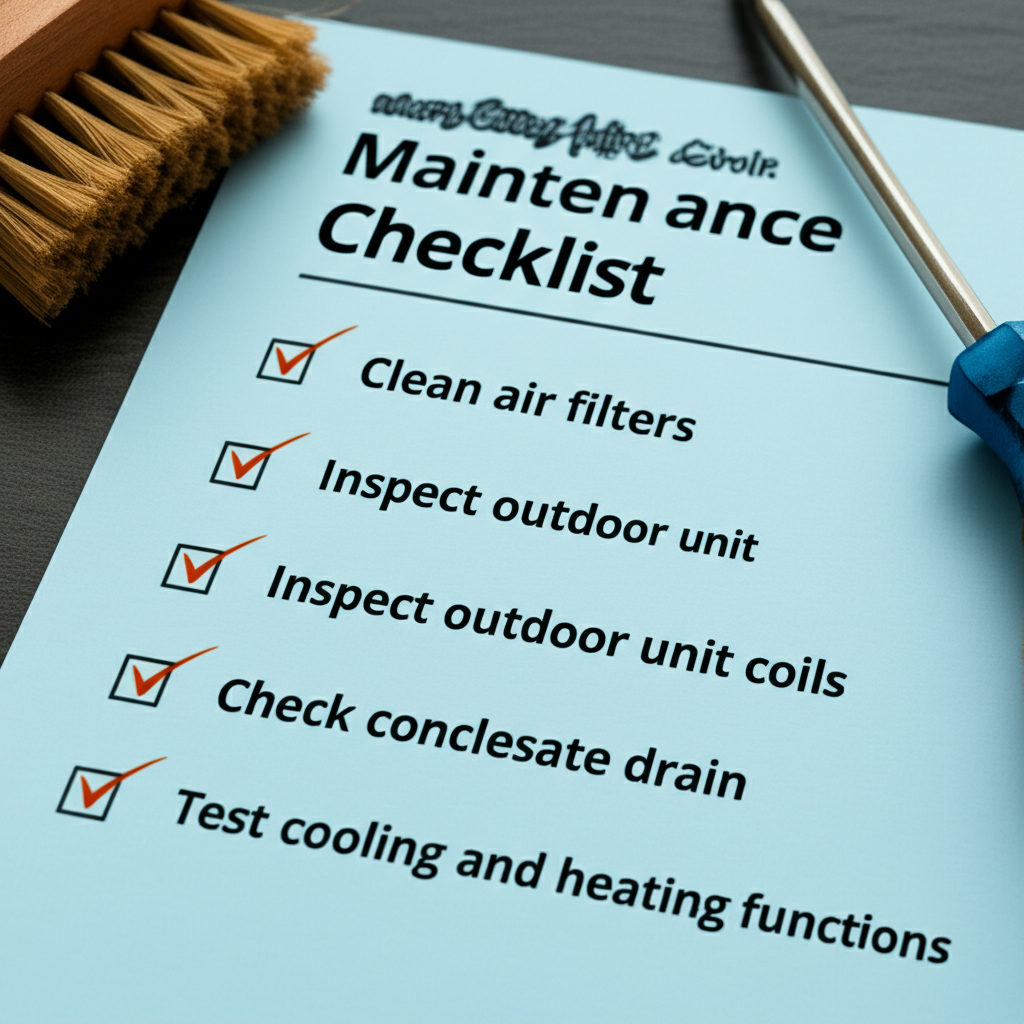 Generate a high-quality, relevant image prompt for an article about: Mini Split Maintenance Checklis