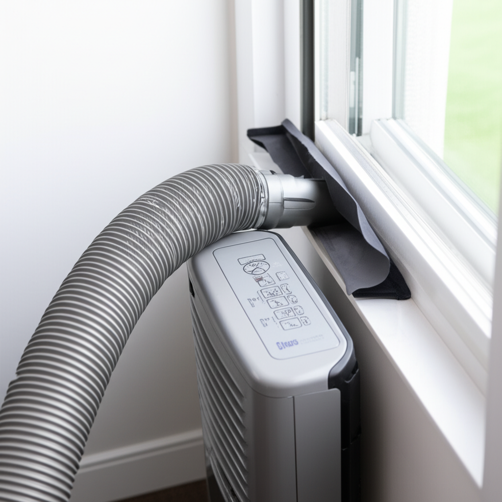 Generate a high-quality, relevant image prompt for an article about: **How to Exhaust Portable AC**