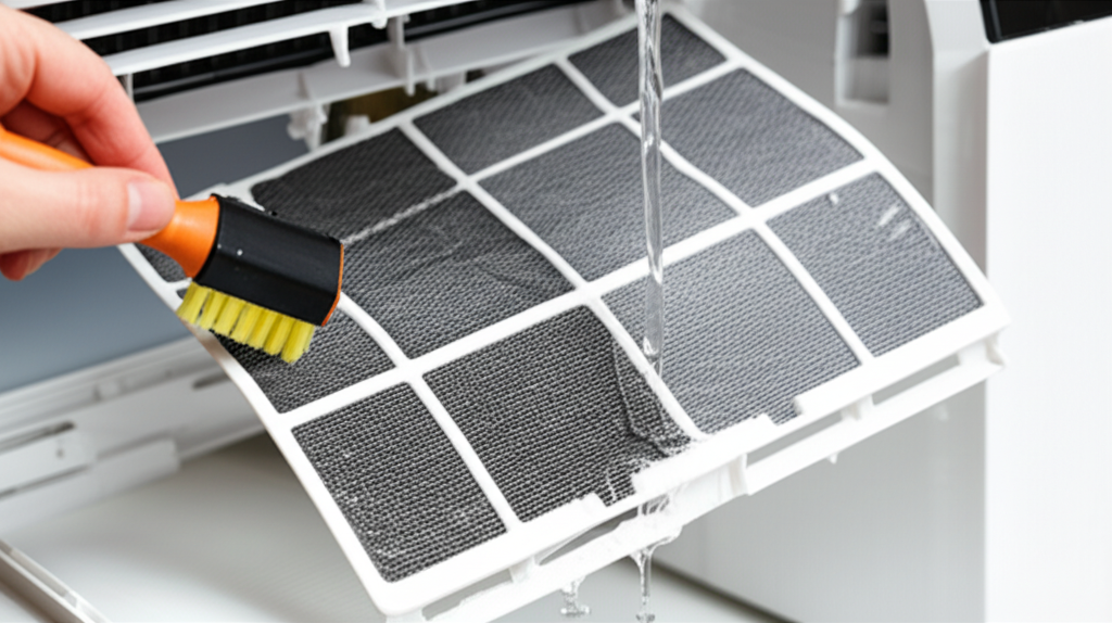Generate a high-quality, relevant image prompt for an article about: **How to Clean Portable AC Filt