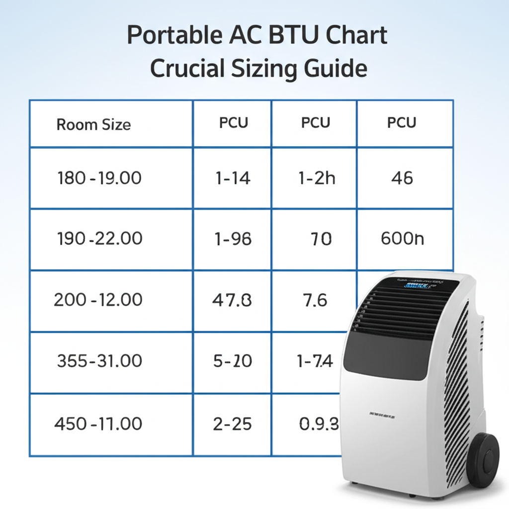 Generate a high-quality, relevant image prompt for an article about: Portable AC BTU Chart: Crucial