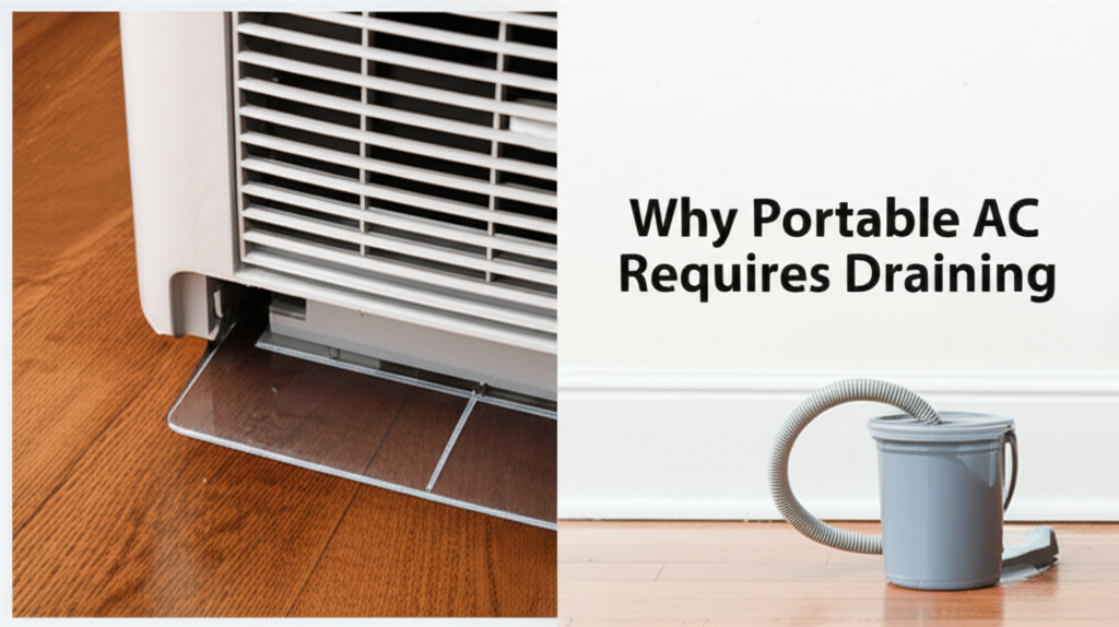 Generate a high-quality, relevant image prompt for an article about: Why Portable AC Requires Draini
