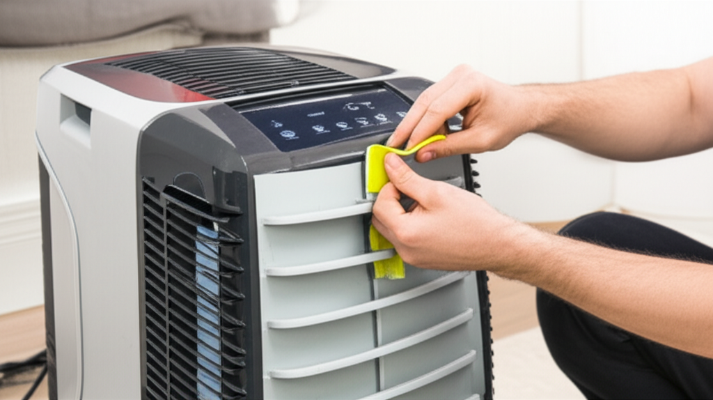Generate a high-quality, relevant image prompt for an article about: How To Quiet Noisy Portable AC: