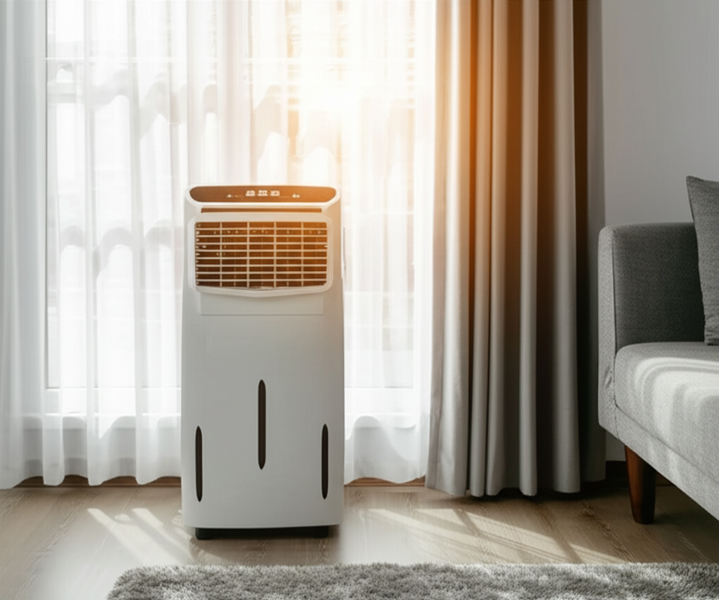 Generate a high-quality, relevant image prompt for an article about: Best Place To Put Portable AC I