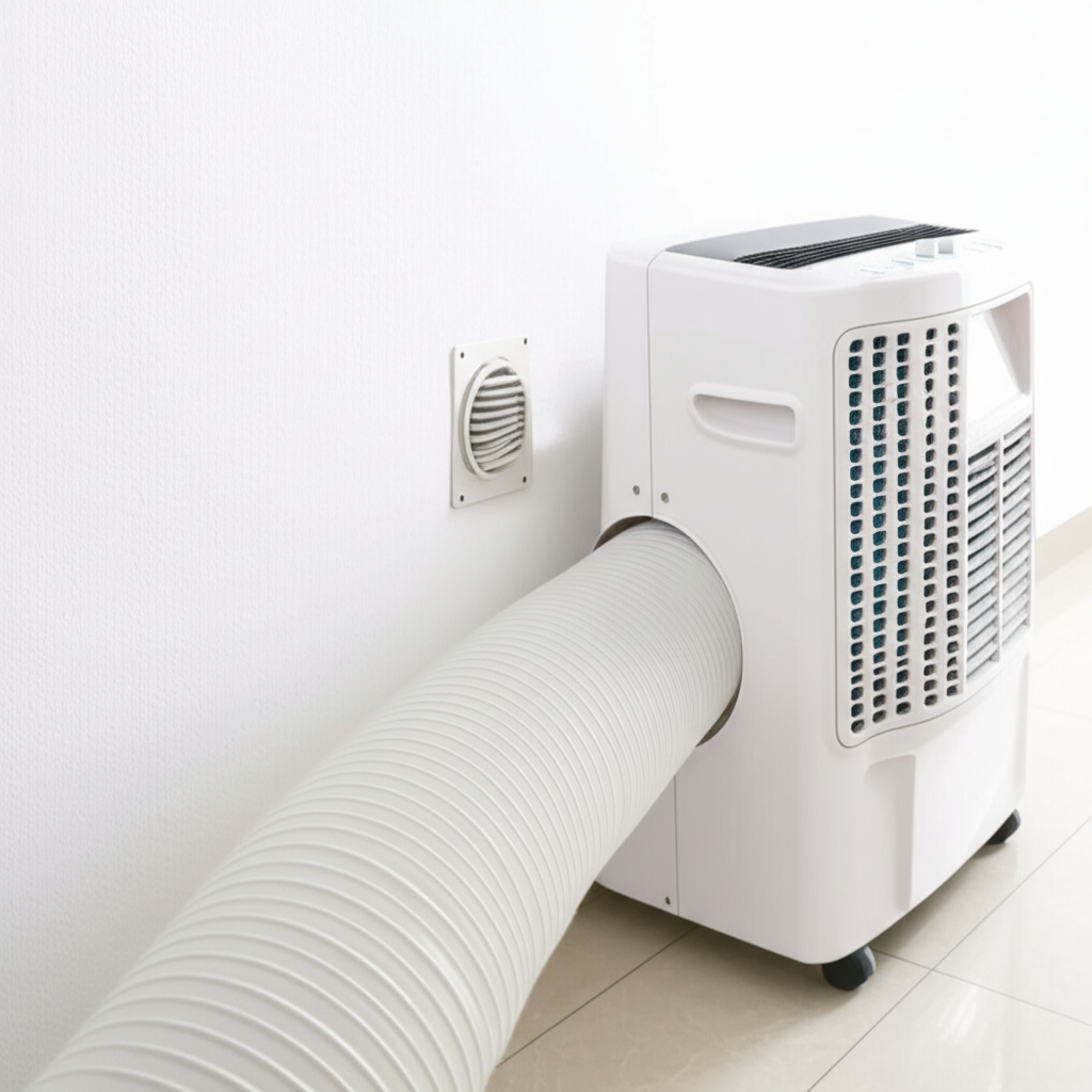 Generate a high-quality, relevant image prompt for an article about: How To Vent Portable AC Through