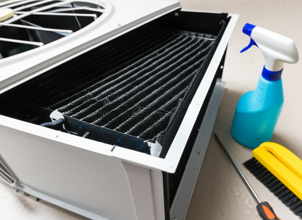 Generate a high-quality, relevant image prompt for an article about: How To Clean Evaporative Cooler