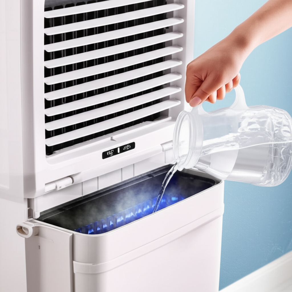 Generate a high-quality, relevant image prompt for an article about: How To Add Ice Or Water To Air