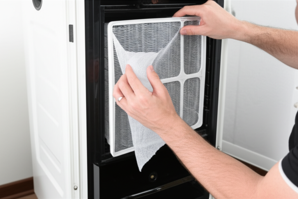 Generate a high-quality, relevant image prompt for an article about: How To Replace Air Cooler Pads: