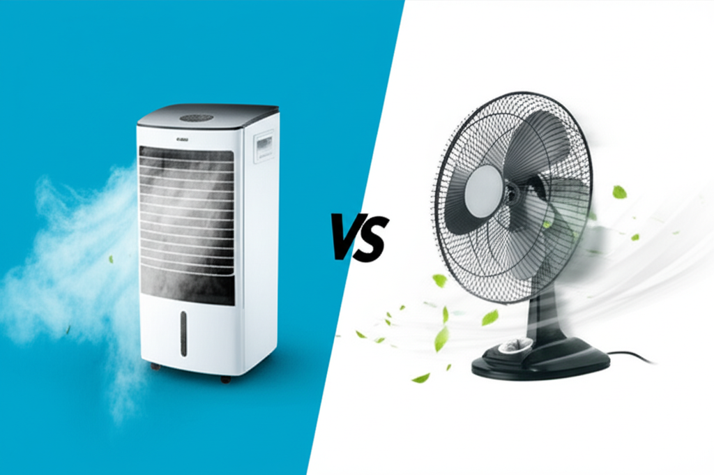 Generate a high-quality, relevant image prompt for an article about: Air Cooler Vs Fan Difference: S