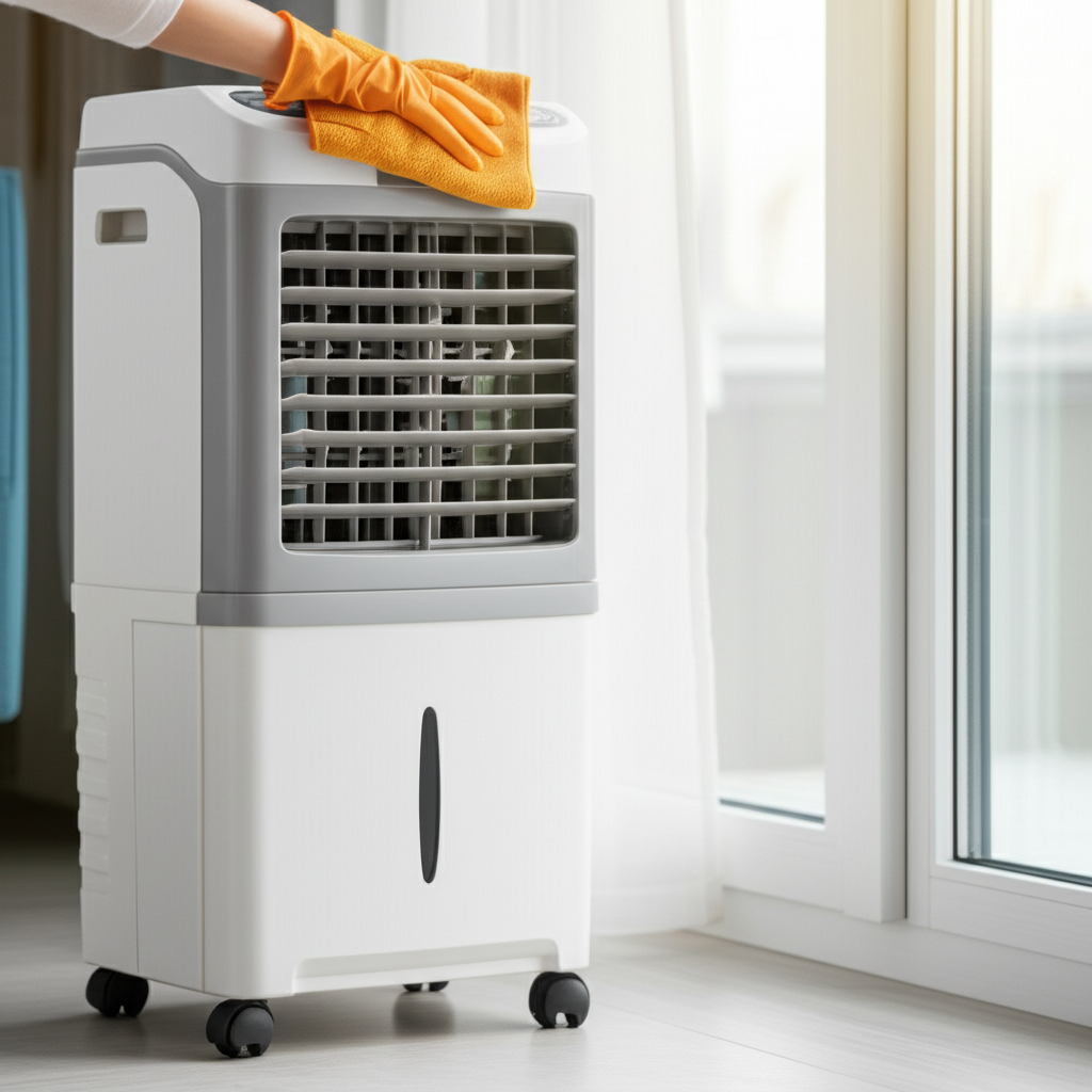 Generate a high-quality, relevant image prompt for an article about: Air Cooler Maintenance Tips: Es