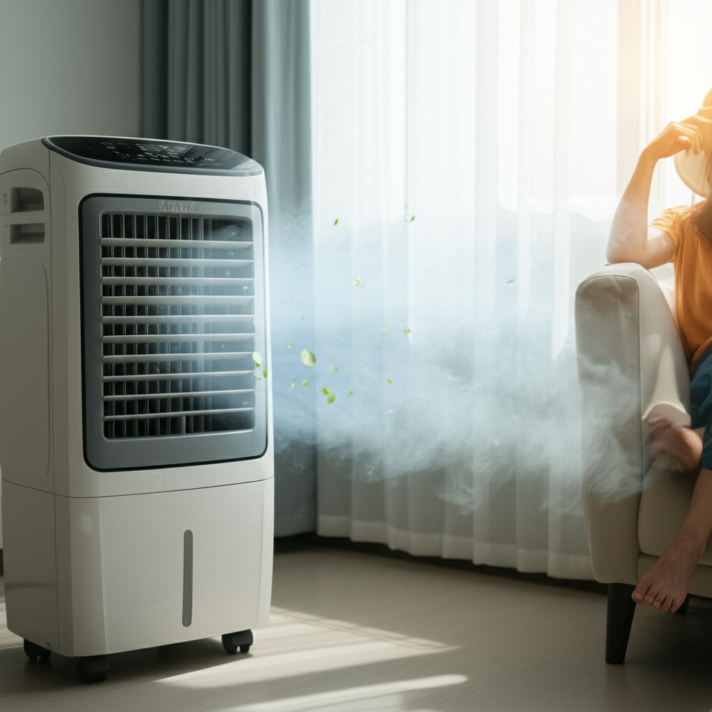 Generate a high-quality, relevant image prompt for an article about: Air Cooler For Humid Climate Ti