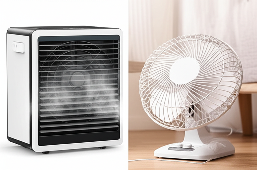 Generate a high-quality, relevant image prompt for an article about: Air Cooler Vs Desk Fan For Smal