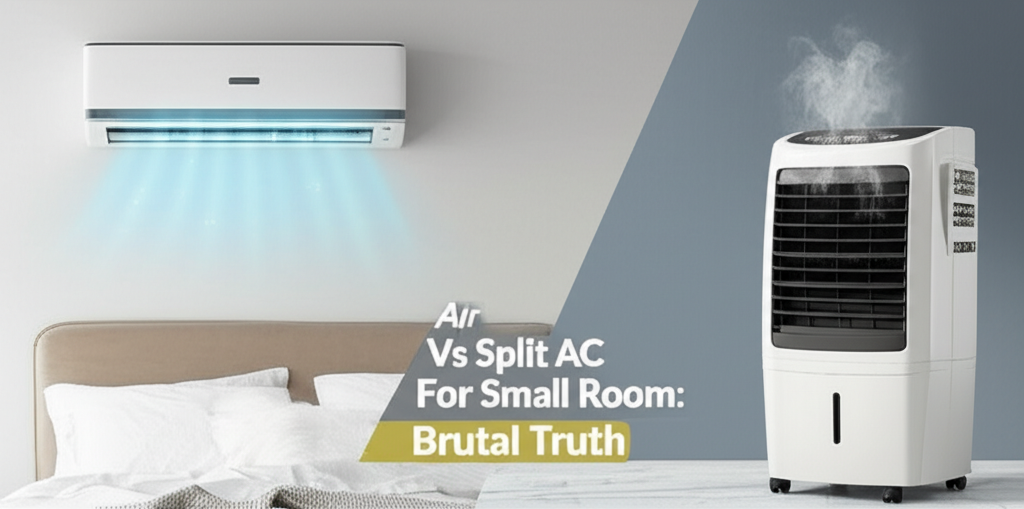Generate a high-quality, relevant image prompt for an article about: Air Cooler Vs Split AC For Smal