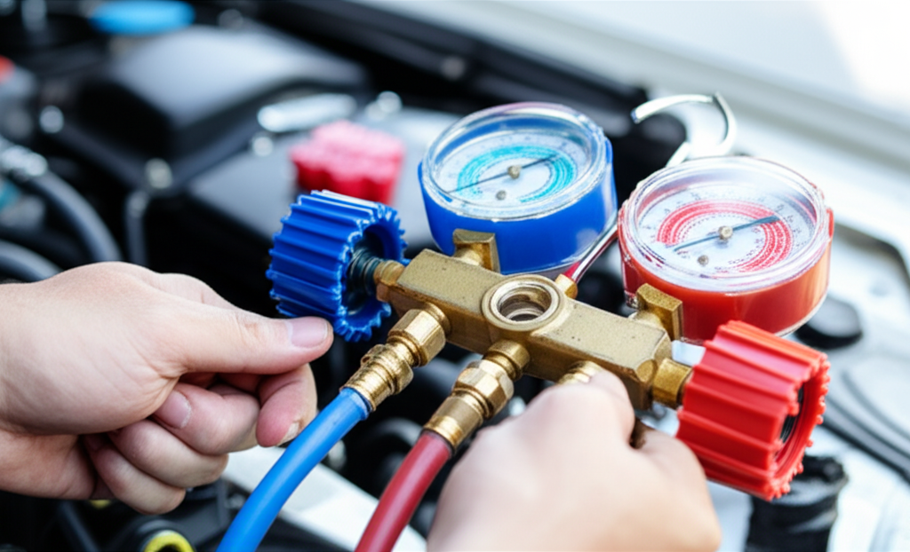 Generate a high-quality, relevant image prompt for an article about: How To Test AC Pressure Reading