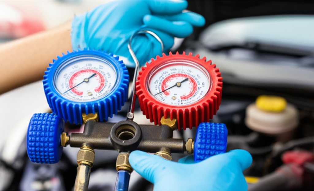 Generate a high-quality, relevant image prompt for an article about: How To Test AC Pressure Reading