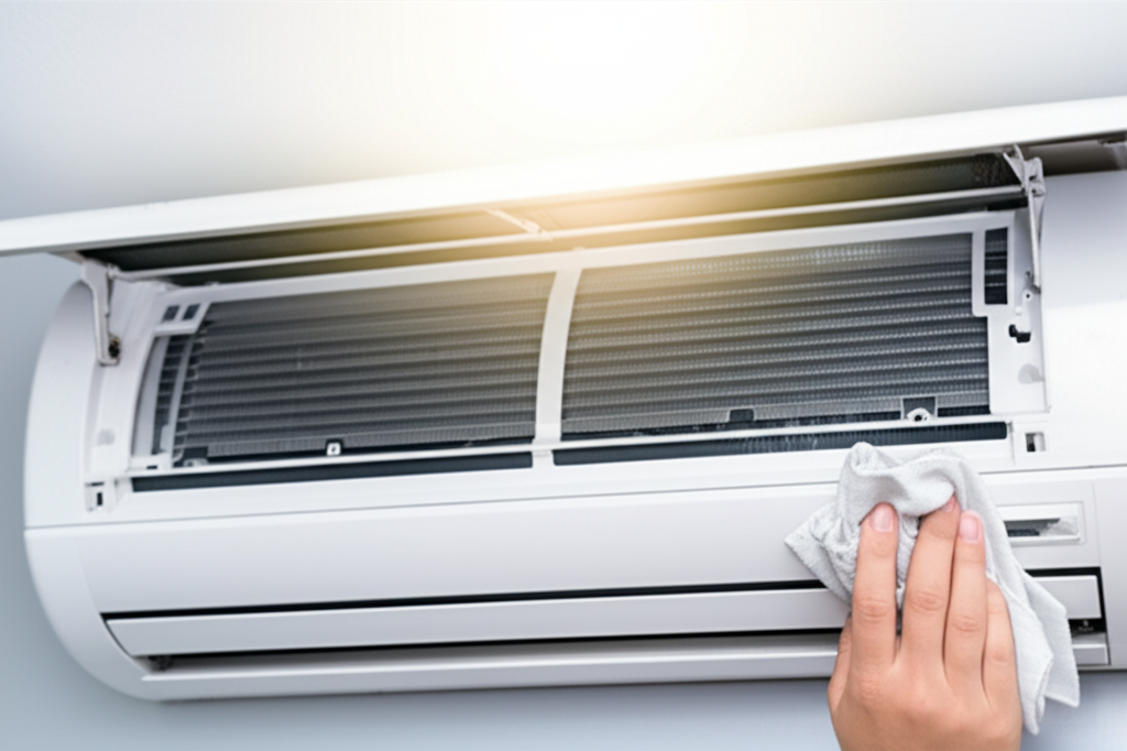 Generate a high-quality, relevant image prompt for an article about: How To Clean AC Fan Blades: Bri