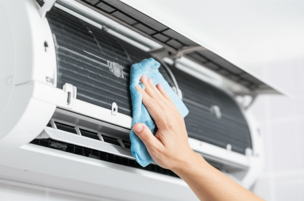 Generate a high-quality, relevant image prompt for an article about: How To Clean AC Fan Blades: Bri