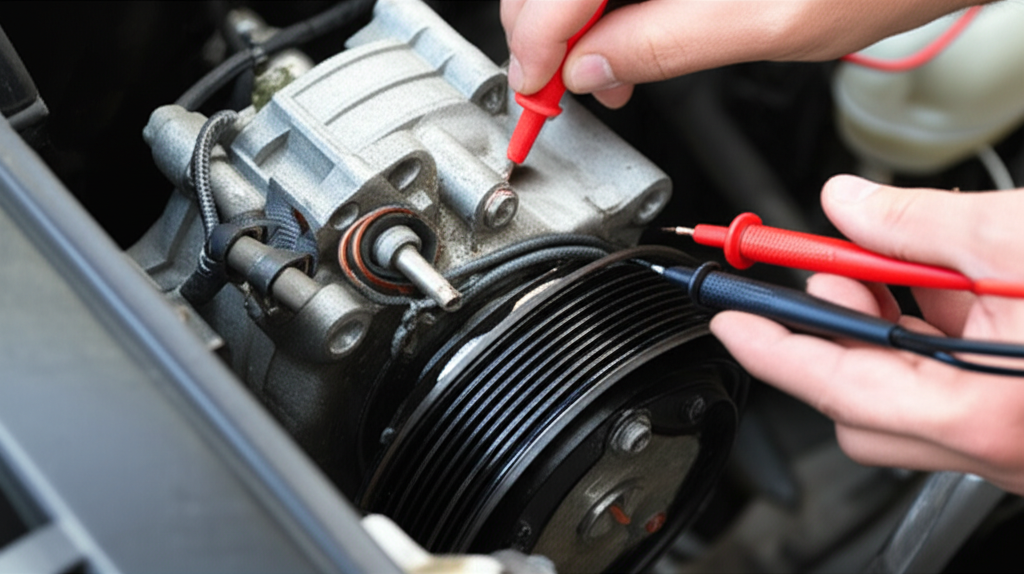 Generate a high-quality, relevant image prompt for an article about: How To Check AC Compressor Clut