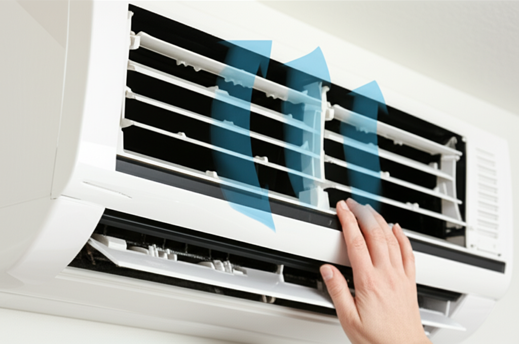 Generate a high-quality, relevant image prompt for an article about: How To Check AC Airflow Directi