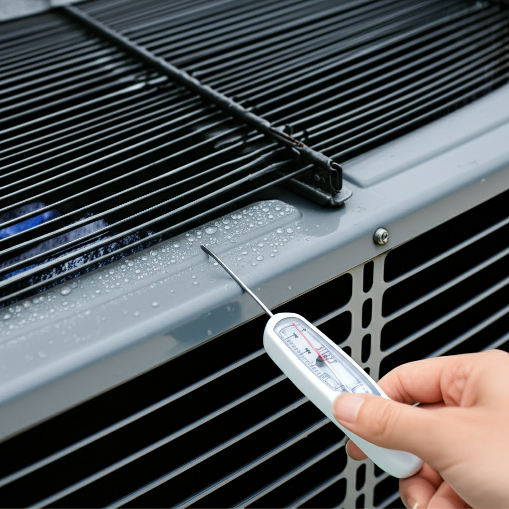 Generate a high-quality, relevant image prompt for an article about: How To Check AC Cooling Capacit