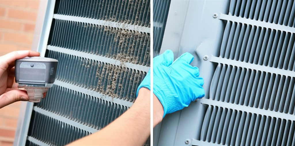 Generate a high-quality, relevant image prompt for an article about: How To Clean Outdoor AC Unit: A