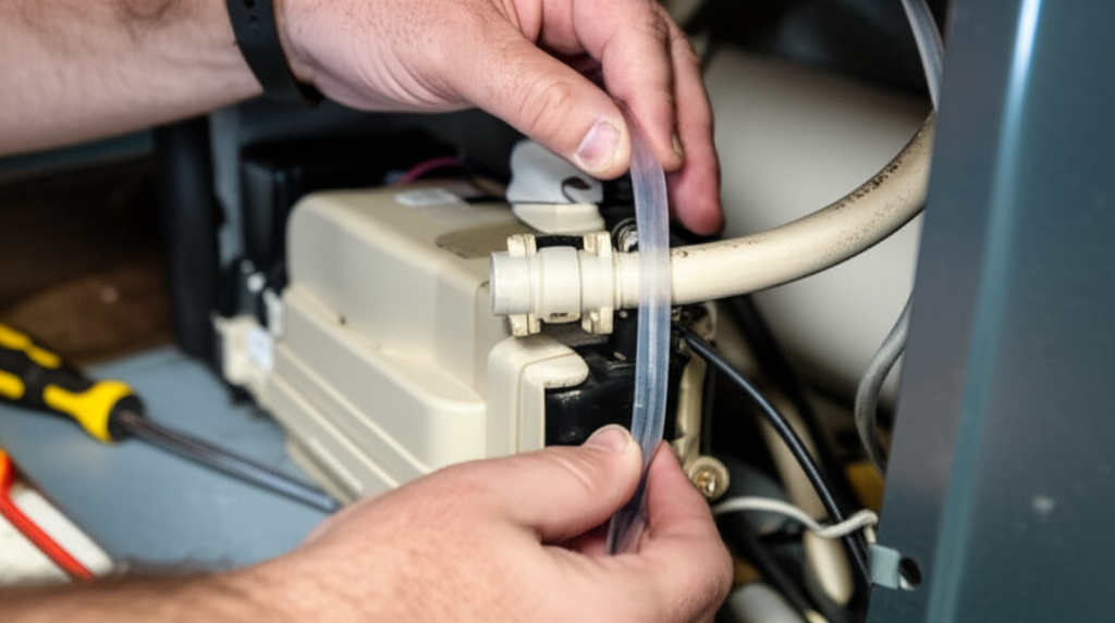 Generate a high-quality, relevant image prompt for an article about: How To Clean AC Drain Pump: Urg