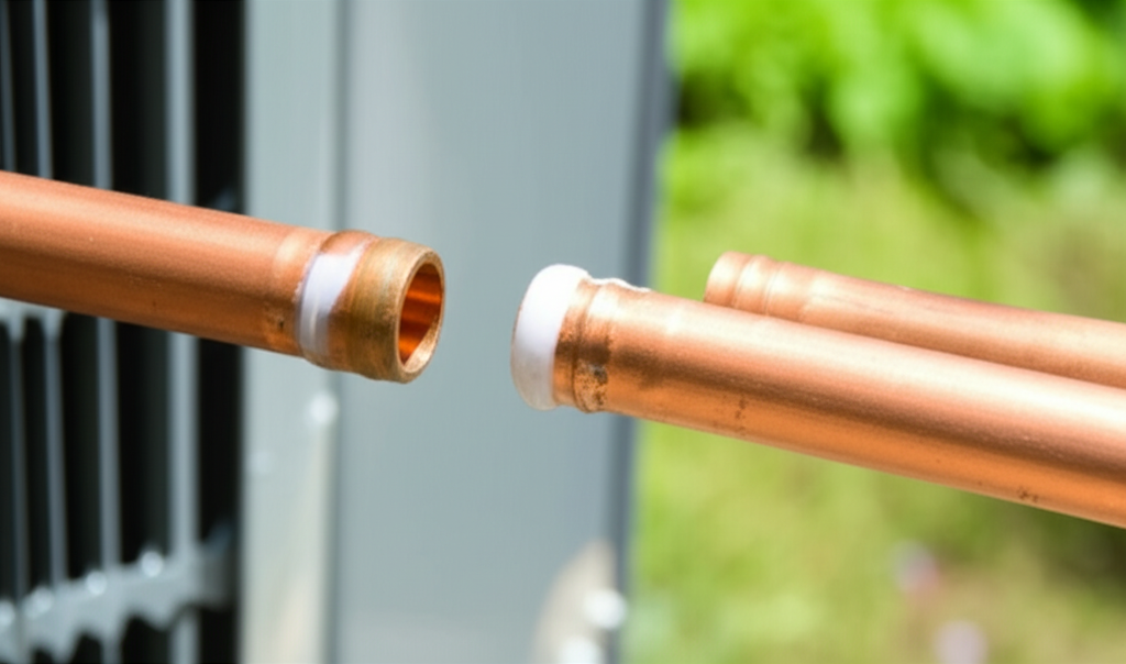 Generate a high-quality, relevant image prompt for an article about: How To Prevent AC Copper Pipe L