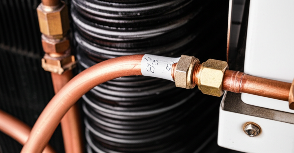 Generate a high-quality, relevant image prompt for an article about: How To Prevent AC Copper Pipe L