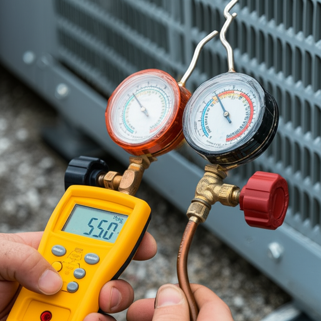 Generate a high-quality, relevant image prompt for an article about: How to Check AC Suction Temp: U