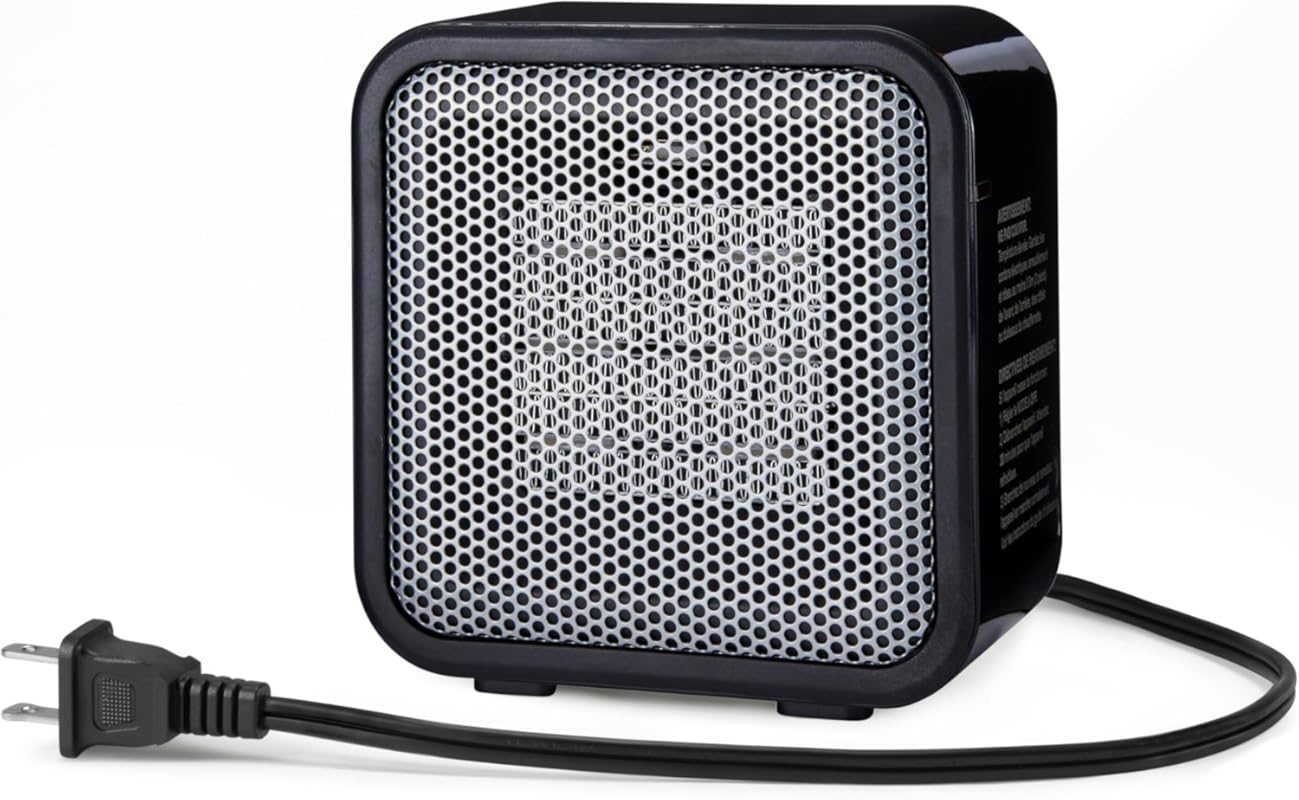 Amazon Basics Ceramic Space Heater, Mini Heater for Office Desk, Porta