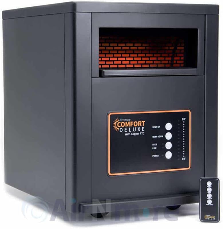 Portable Infrared Space Heater with Remote Control. Adjustable Heat Se