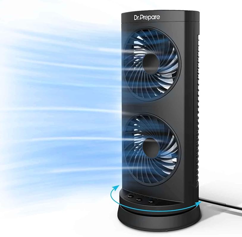 Dr. Prepare 13-Inch Tower Fan for Dorm Rooms with 3-Speed Settings, Os