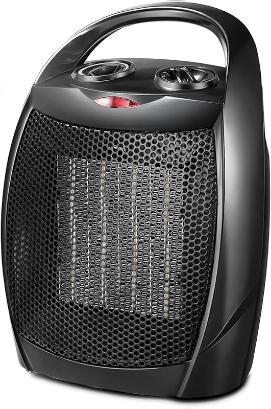 Compact Electric Space Heater for Desk – Adjustable Thermostat and Ove