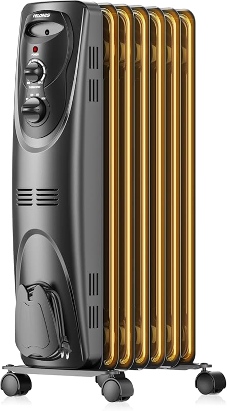 Oil-Filled Radiator Heater for Large Spaces: Quiet, Tip-Over Protected