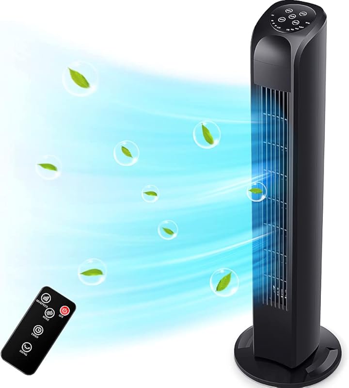 Uthfy Oscillating Tower Fan with Remote, Electric Standing Floor Fan f