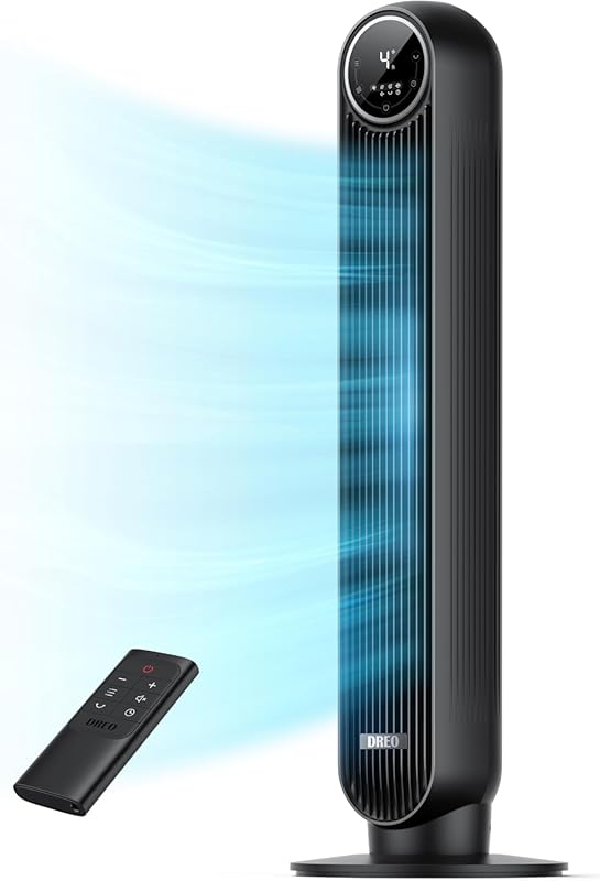 Dreo Nomad One Tower Fan: Bladeless, 90° Oscillation, 4 Speeds, 8H Tim