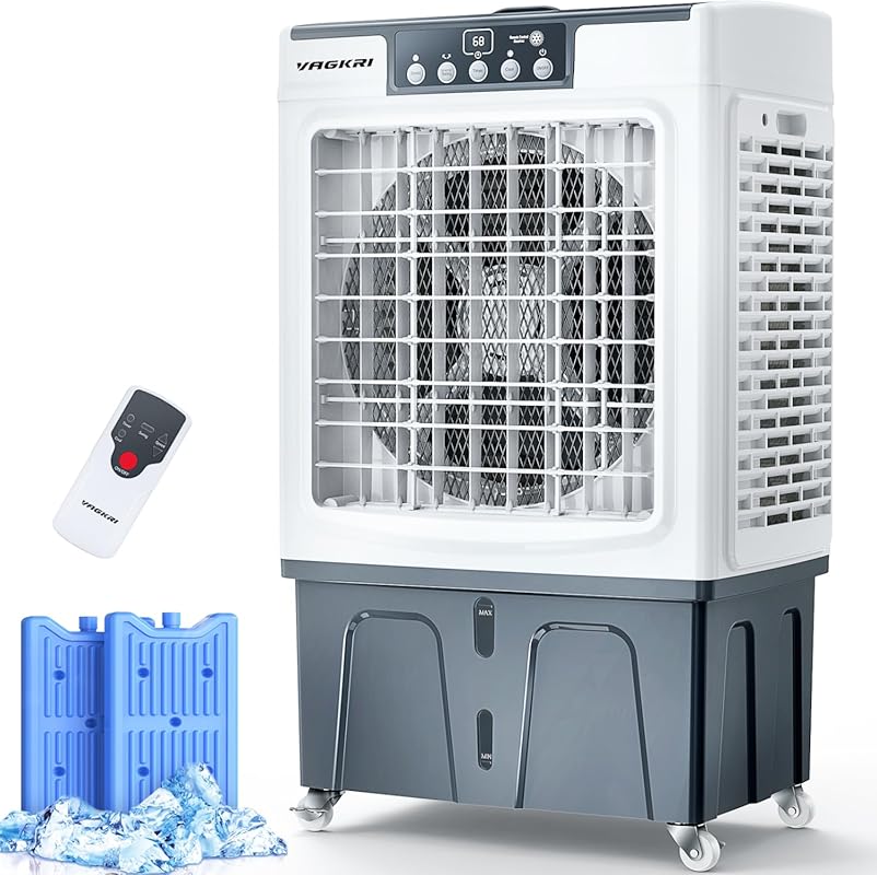 VAGKRI Swamp Cooler with Ice Chamber – 2100CFM, 120° Oscillation, Auto