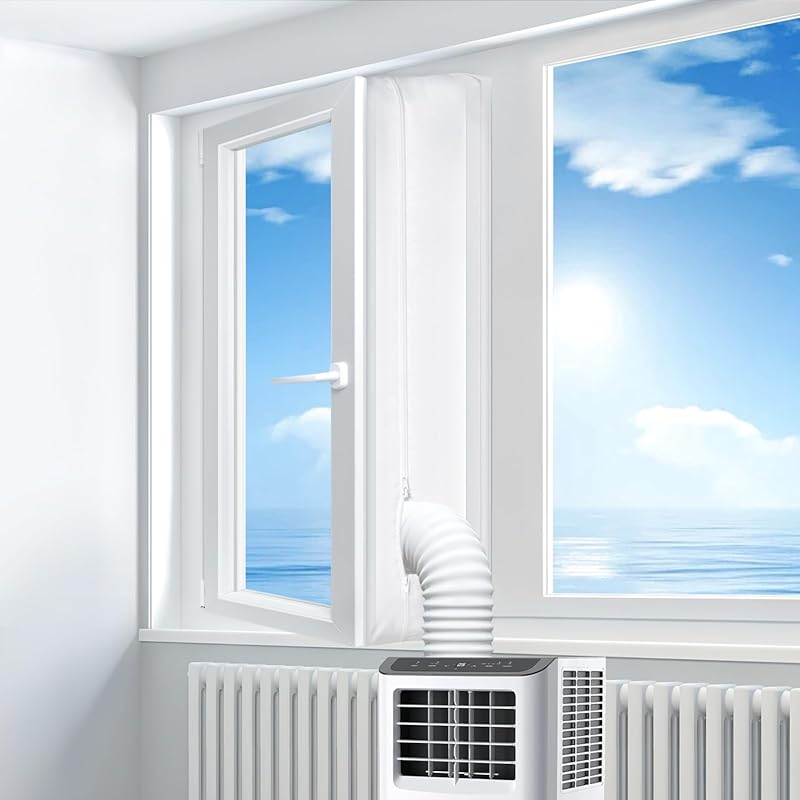 400CM Portable AC Window Seal Kit for Casement Windows with Zipper and