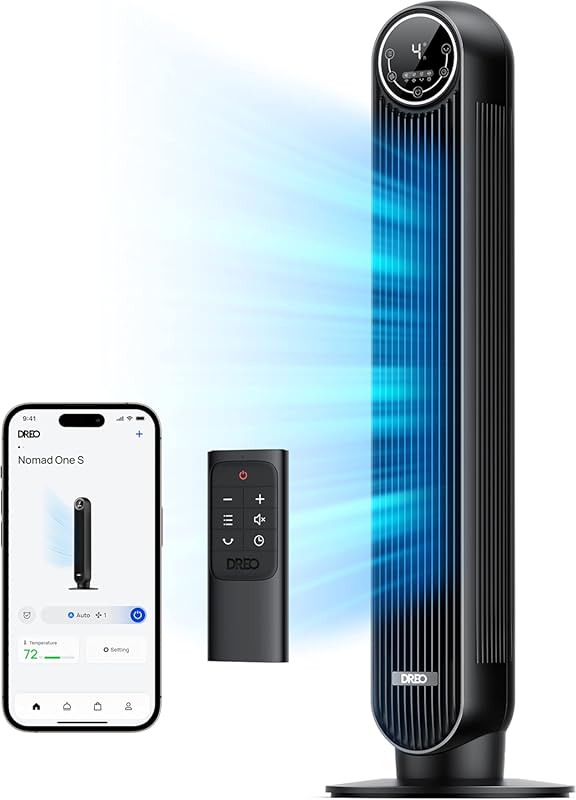 Dreo Smart Tower Fan with WiFi, Voice Control, and 28dB Quiet Sleep Mo
