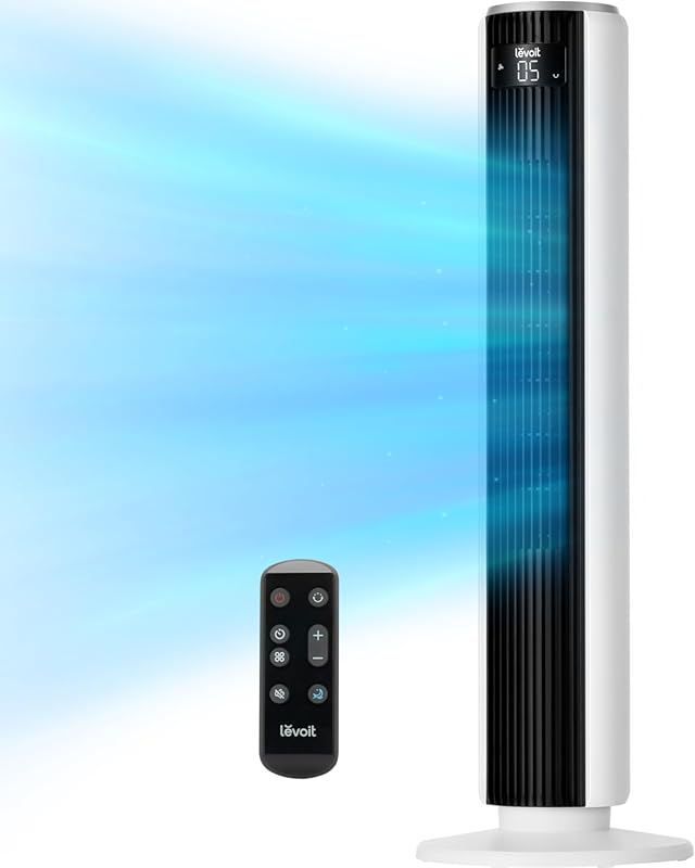 LEVOIT 36-Inch Quiet Tower Fan for Bedroom with Remote, 12H Timer, and